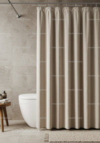 Beige Shower Curtain and Modern Bathroom Decor with Marble Tiles