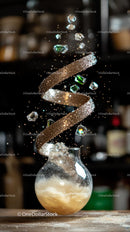 Sparkling Gemstones and Glitter Spiral in Dynamic Motion
