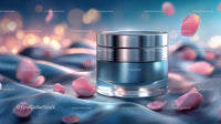 Luxury Cosmetic Jar Surrounded by Delicate Rose Petals
