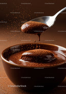 Creamy chocolate mousse sprinkled with cocoa powder