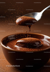 Creamy chocolate mousse sprinkled with cocoa powder
