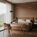 Modern Bedroom Interior with Cozy Bed and Scenic Mountain View