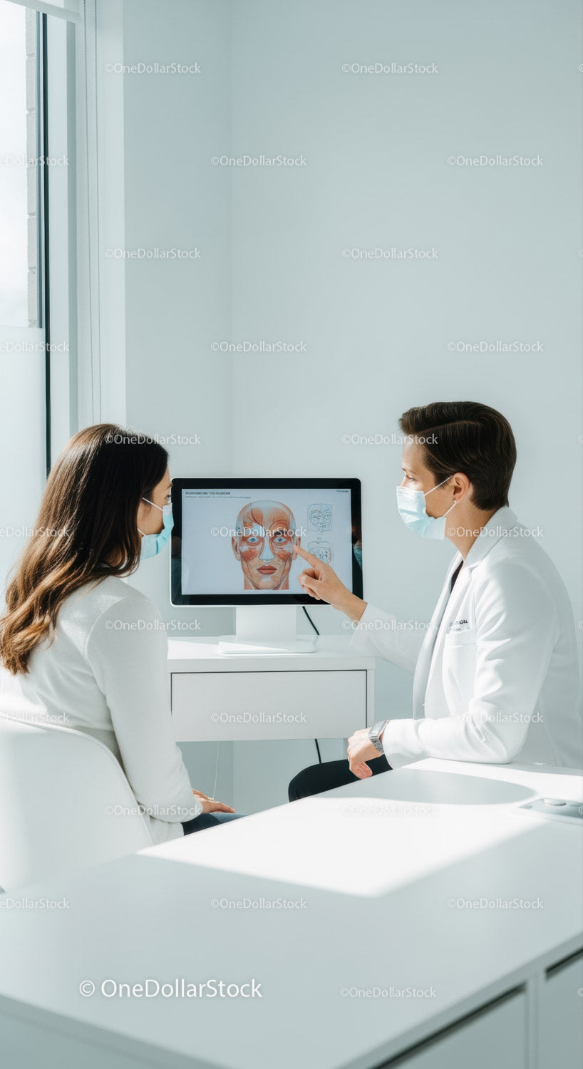 Konsultacja dermatologiczna z lekarzem w sprawie analizy skóry