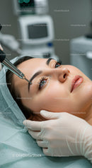 Female Patient Undergoing Eyelash Implantation Procedure in Beauty Clinic