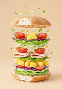 Fresh deconstructed sandwich with vibrant vegetables