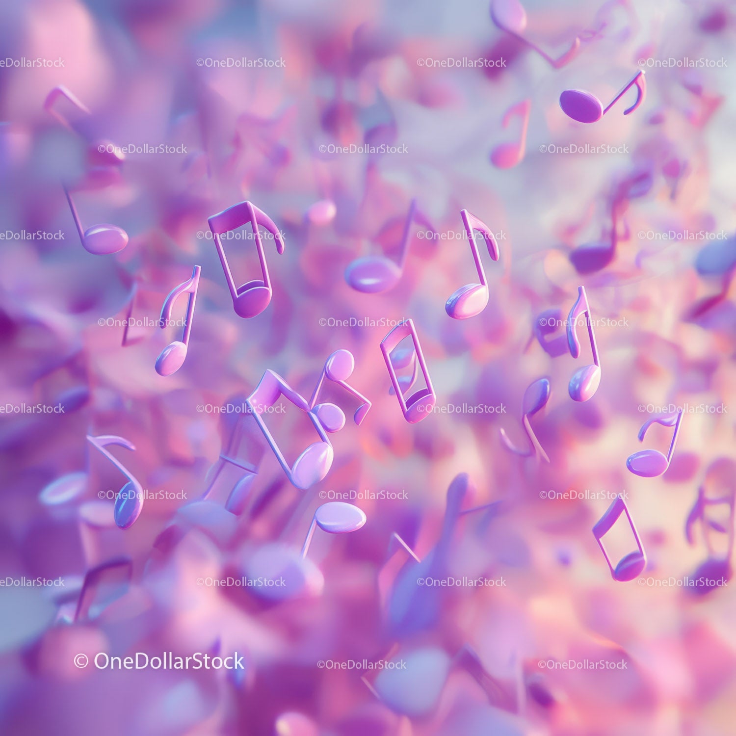 Colorful Floating Music Notes in Abstract Artistic Background