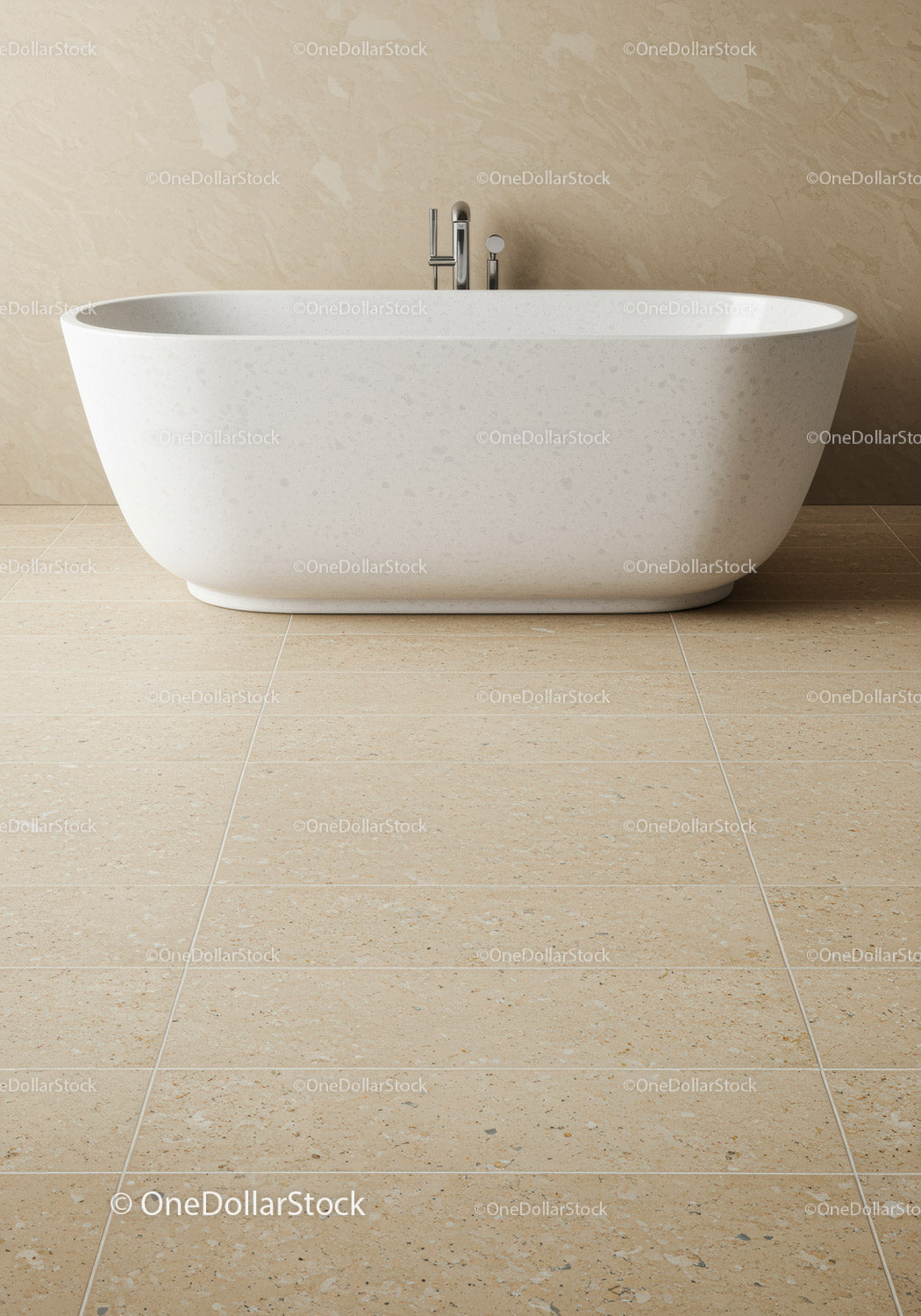 Elegant White Freestanding Bathtub in Modern Bathroom Interior