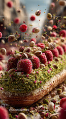 Fresh Raspberry and Pistachio Dessert with Fruit Topping