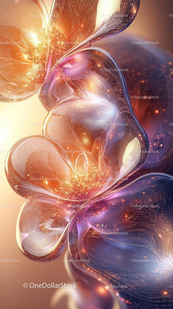 Abstract Cosmic Bubbles with Vibrant Colors and Glowing Reflections