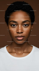 Close-Up Portrait of Beautiful Young Black Woman with Freckles