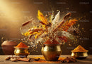 Explosive Mix of Indian Spices in Brass Bowls