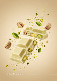 White Chocolate Bar with Pistachios in Motion