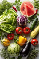 Fresh Watermelon and Vegetable Assortment for Healthy Summer Meals