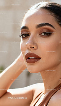 Close up portrait of confident woman with natural makeup