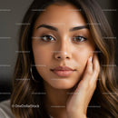 Elegant Woman with Brown Eyes and Long Brown Hair in Natural Portrait