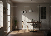 Cozy dining area with natural sunlight and modern decor