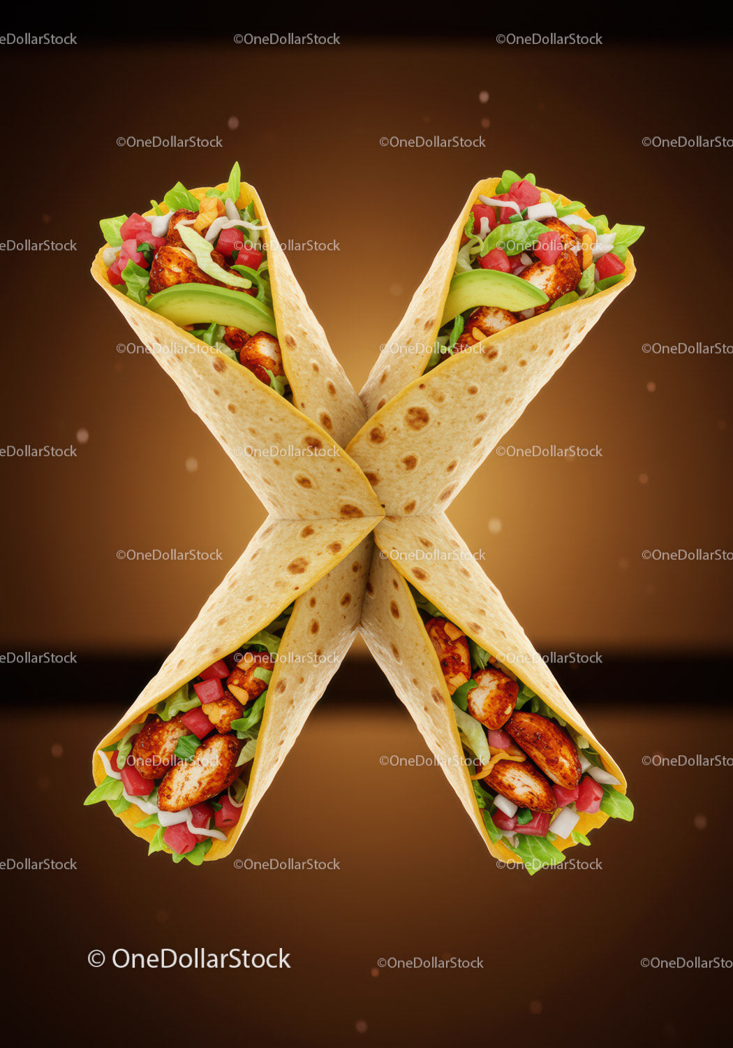 Appetizing Chicken Wraps with Fresh Vegetables Arrangement