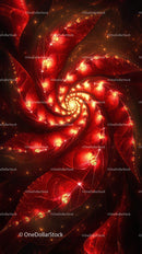 Red Abstract Fractal Spiral with Glowing Light Effects
