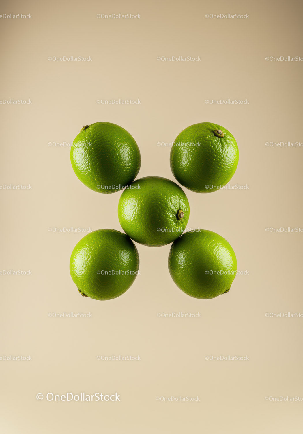 Arrangement of Fresh Green Limes on Neutral Background