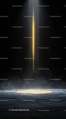 Futuristic Vertical Beam of Light with Cosmic Energy Background