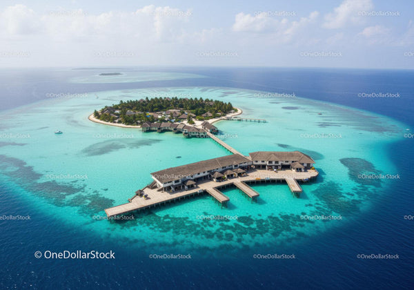 Tropical Paradise with Overwater Bungalows and Turquoise Waters