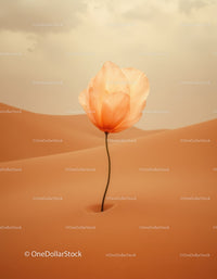 Delicate flower blooming alone in soft desert sands