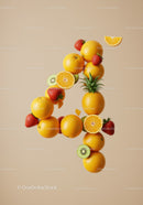 Number Four Composed of Fresh Vibrant Fruits