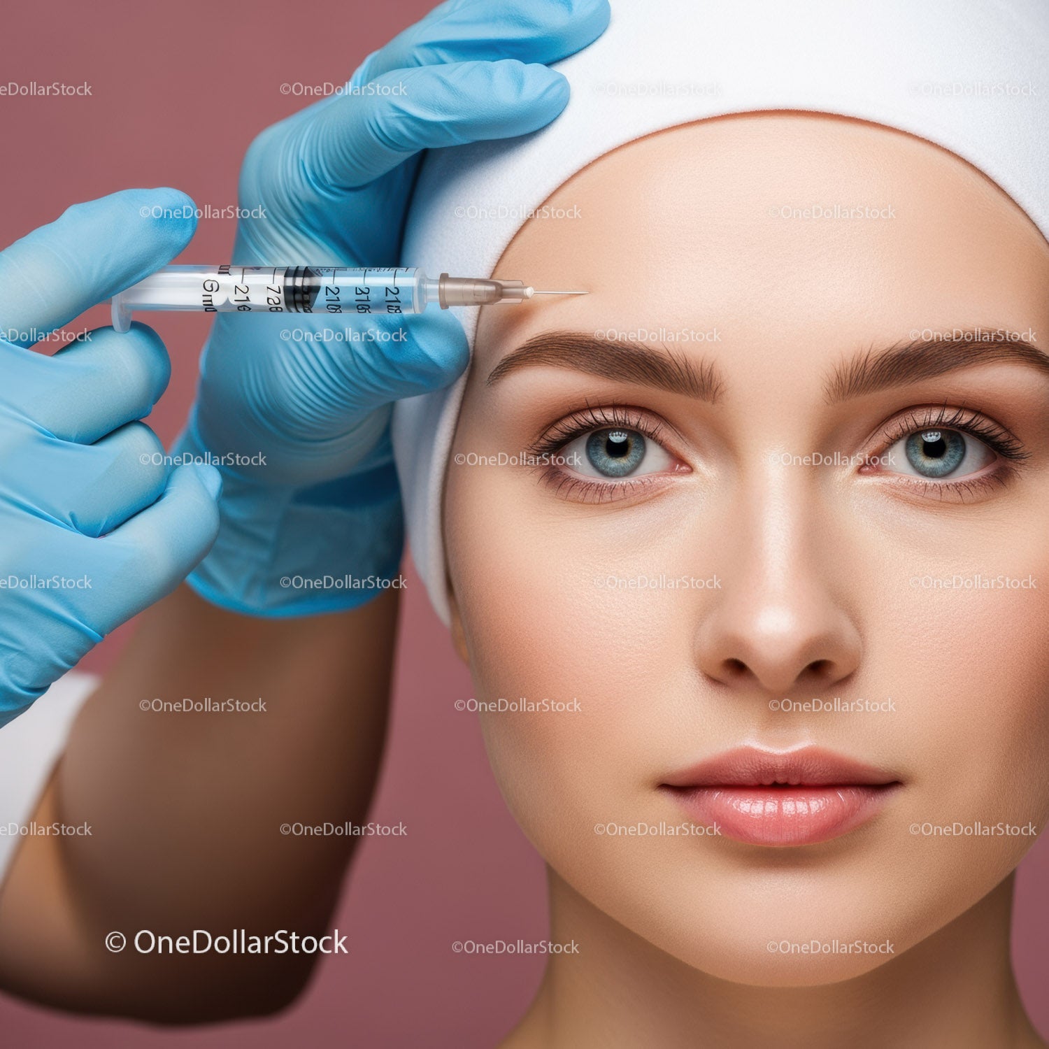 Close-up of Woman Receiving Botox Injection for Facial Rejuvenation