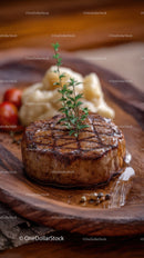 Gourmet Grilled Steak with Mashed Potatoes and Herbs