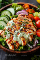Grilled Chicken Salad with Herb Sauce and Fresh Vegetables