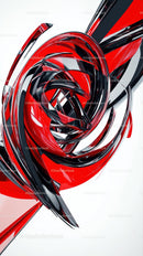 Abstract Red and Black Modern Sculpture with Fluid Curves