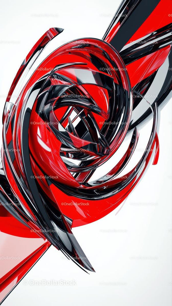 Abstract Red and Black Modern Sculpture with Fluid Curves