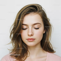 Serene Young Woman with Natural Makeup and Soft Expression