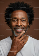Mature Man with Gray Beard and Curly Hair Smiling Portrait