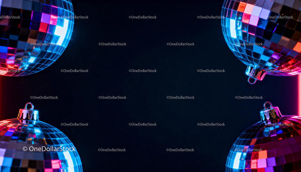 Reflective Disco Balls with Vibrant Neon Lighting