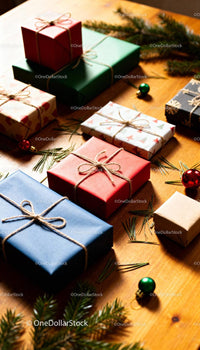 Assorted Gift Boxes Wrapped for Festive Celebrations