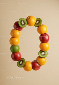 Creative Fruit Arrangement Forming Number Zero