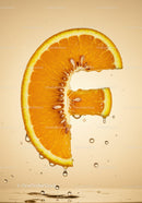 Fresh orange slice with water droplets close-up