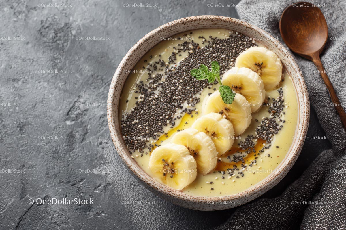 Delicious Acai Bowl with Fresh Fruits and Chia Seeds