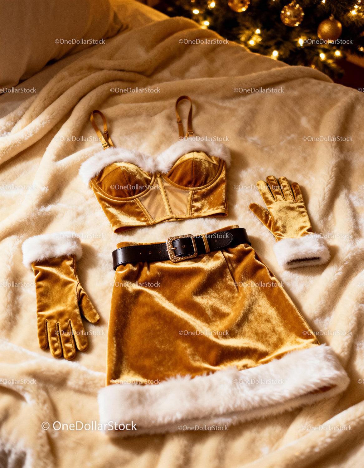 Festive Velvet Holiday Outfit with Fur Trim