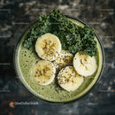 Green Kale and Banana Smoothie with Chia Seeds and Fresh Vegetables