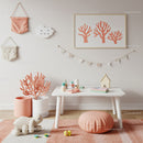 Modern Kids Nursery Decor with Coral Cactus and Pastel Accents