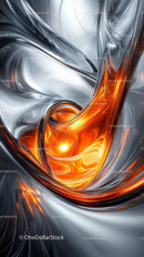 Abstract Metallic Swirls with Fiery Orange Highlights for Modern Design