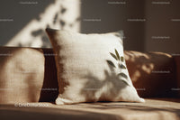 Cozy living room with beige textured cushions and natural light