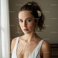 Portrait of a Young Woman with Green Eyes and Brown Hair in Natural Light