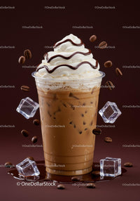 Iced Coffee with Whipped Cream and Chocolate Drizzle