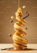 Swirling crepe ribbon with caramel and hazelnuts