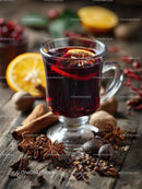 Mulled Wine with Spices and Citrus in Rustic Setting