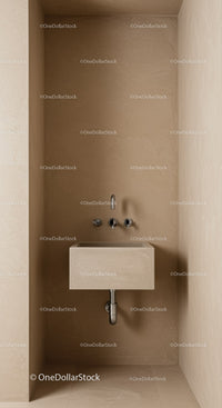 Contemporary Minimalist Bathroom Sink with Beige Walls