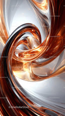 Elegant Copper and Silver Abstract Fluid Art with Modern Design